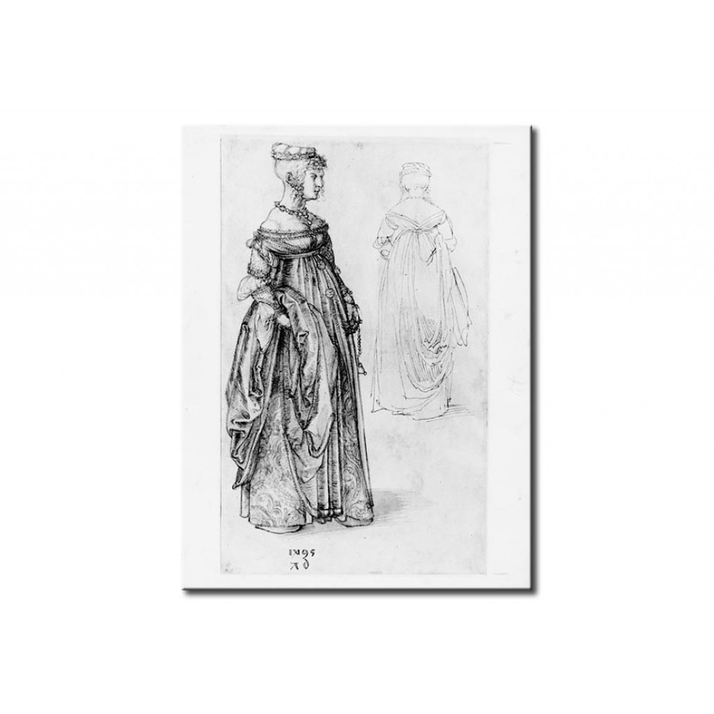 Reprodukcja Obrazu Lady In Venetian Costume, Alongside The Same Costume Reverse