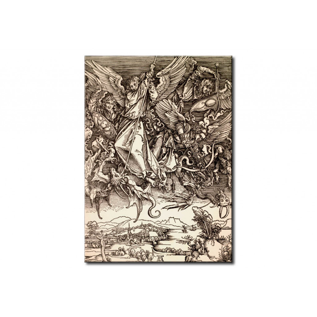 Schilderij  Albrecht Dürer: Michaels Fight With The Dragon