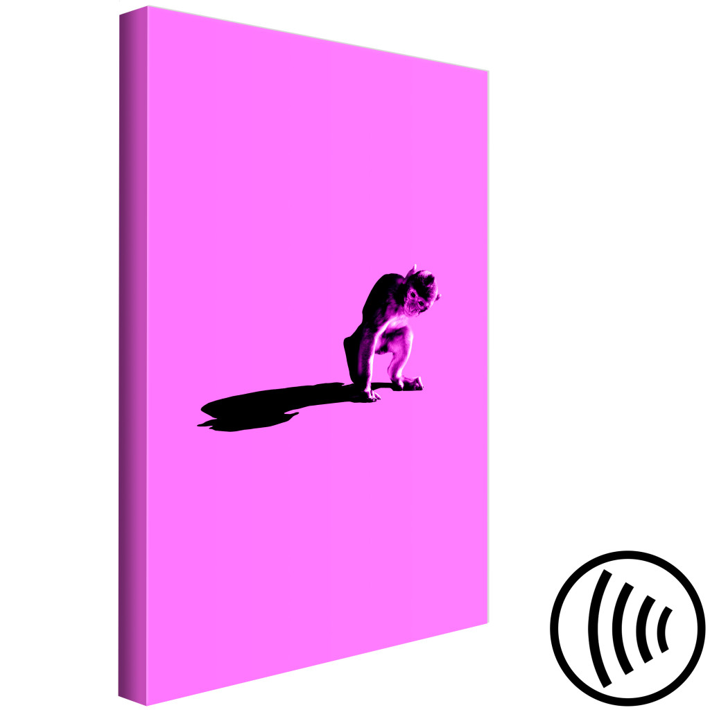 Quadro Sombra Do Mundo Rosa (1 Peça) - Macaco Em Cor Vívida