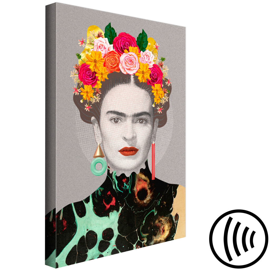 Schilderij  Portretten: Bloemenportret Van Een Vrouw (1-delig) - Kleurrijke Elementen Van Een Figuur
