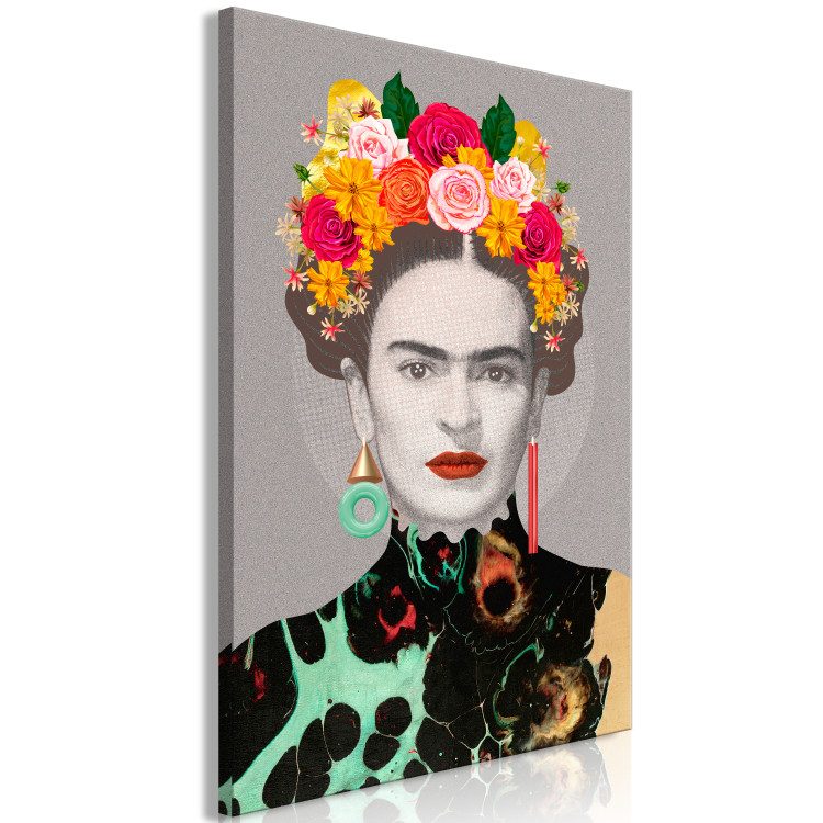 Obraz Kwiatowy portret kobiety (1-częściowy) - kolorowe elementy postaci 118099 additionalImage 2
