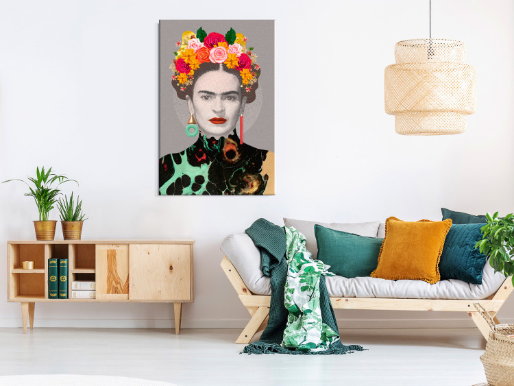 Obraz Kwiatowy portret kobiety (1-częściowy) - kolorowe elementy postaci 118099 additionalImage 3