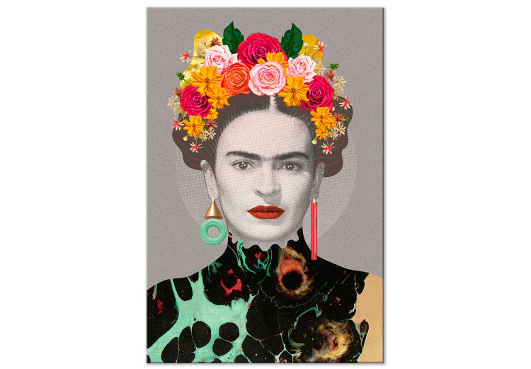 Canvas Floral Woman Portrait (1-part) - Colorful Figure Elements