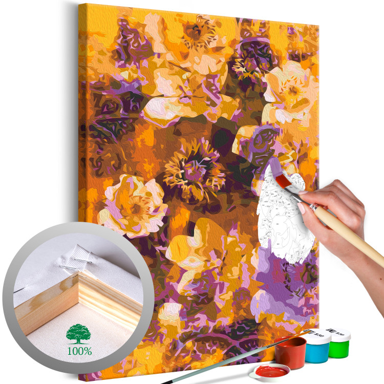 Paint by number Caramel Garden - Blooming Flowers in White and Purple Colors 146199