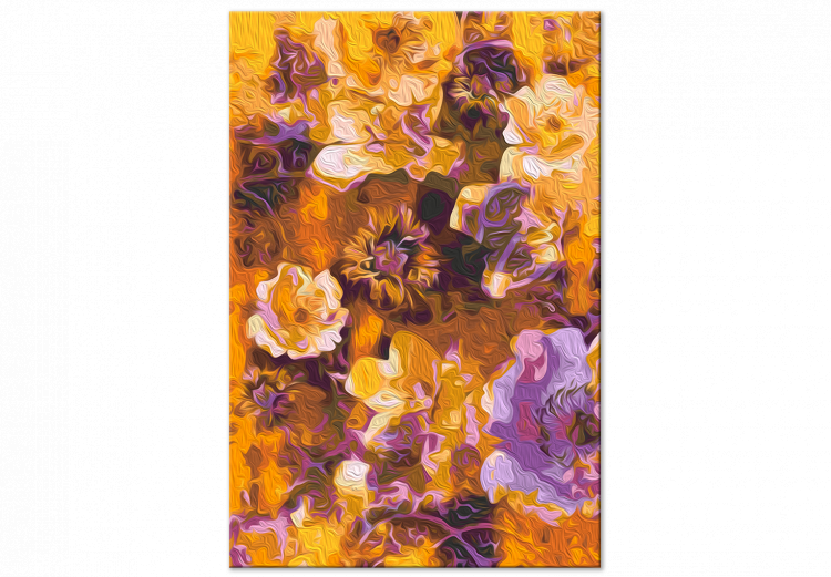Obraz do malowania po numerach Karmelowy ogród - kwitnące kwiaty w kolorach białym i fioletowym 146199 additionalImage 5