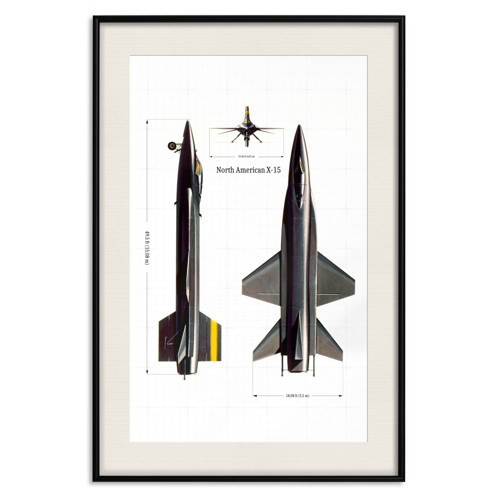 Posters: North American X-15 - Rocket Plane In Projection With Dimensions