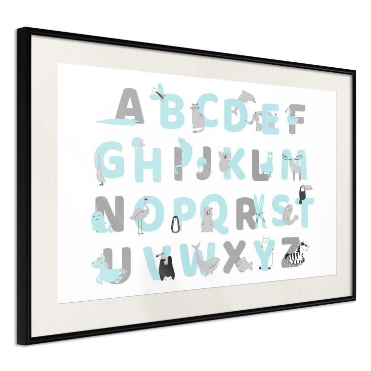 Poster English Alphabet for Children - Gray and Blue Letters with Animals 146499 additionalImage 12