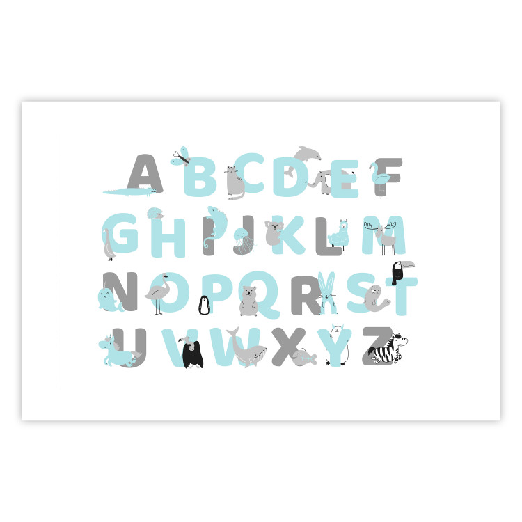 Poster English Alphabet for Children - Gray and Blue Letters with Animals 146499 additionalImage 17