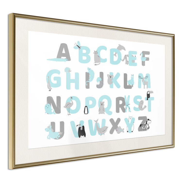 Poster English Alphabet for Children - Gray and Blue Letters with Animals 146499 additionalImage 9