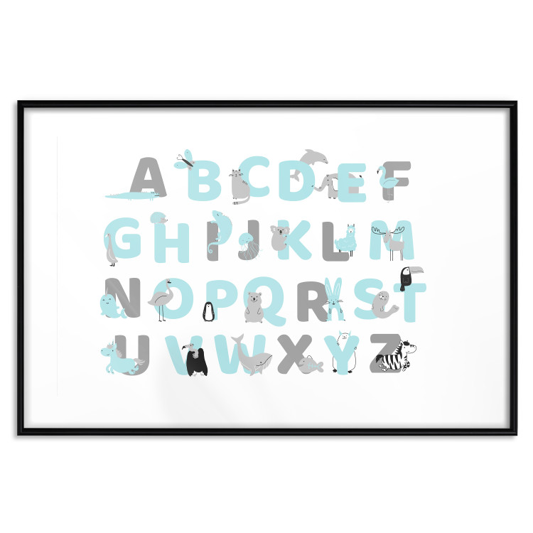 Poster English Alphabet for Children - Gray and Blue Letters with Animals 146499 additionalImage 20