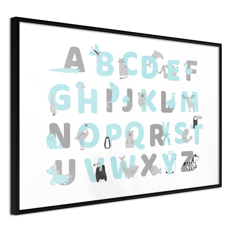 Poster English Alphabet for Children - Gray and Blue Letters with Animals 146499 additionalImage 21