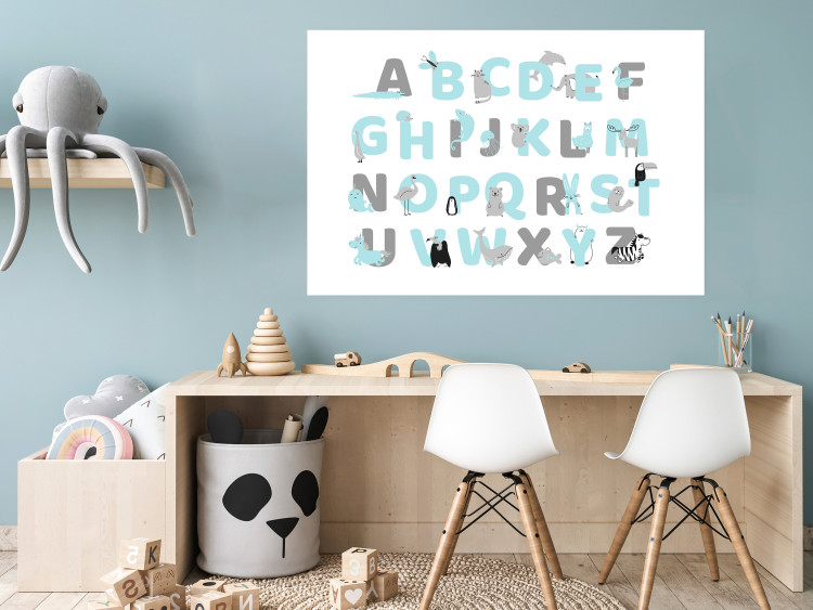 Poster English Alphabet for Children - Gray and Blue Letters with Animals 146499 additionalImage 5
