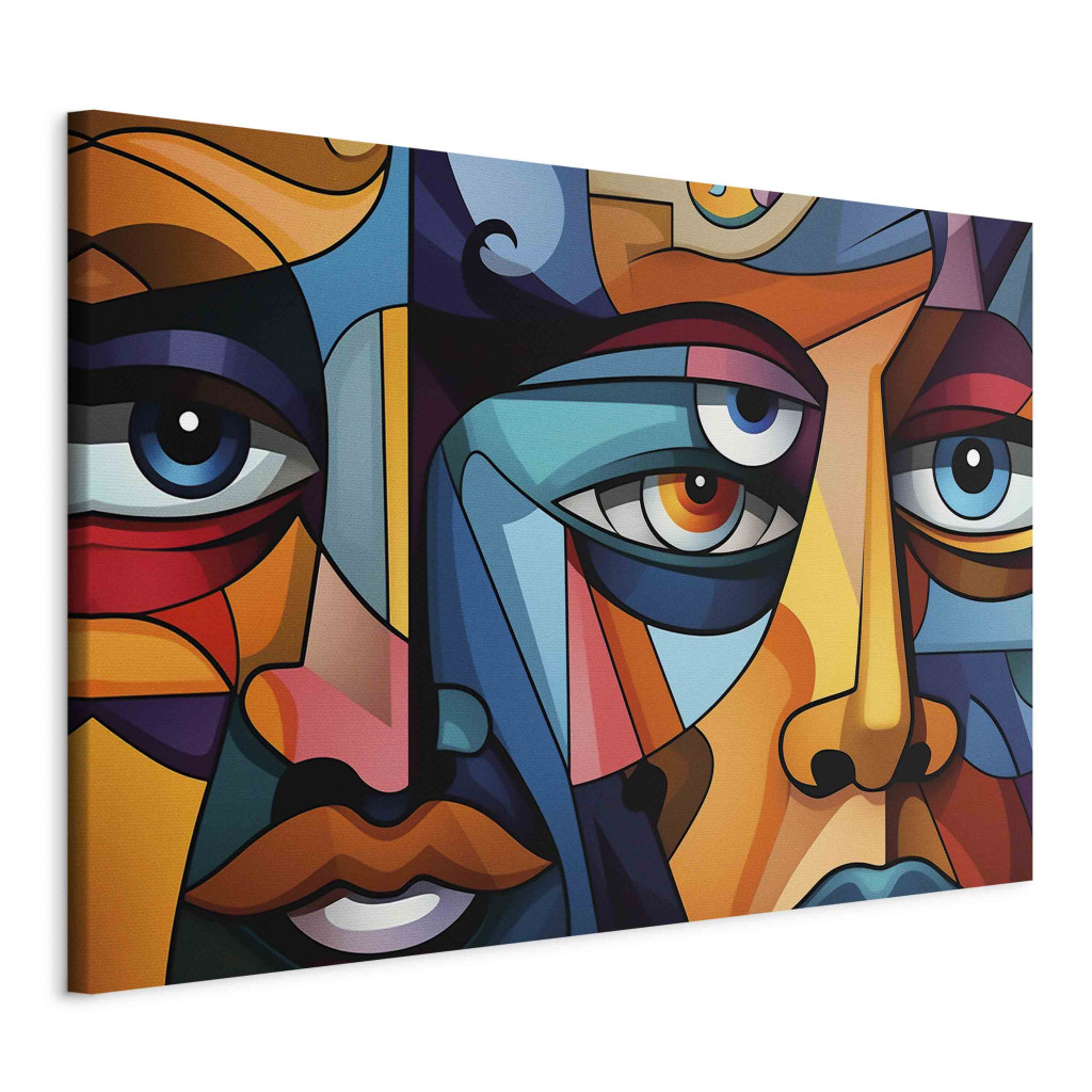 Schilderij Colorful Faces - A Geometric Composition In The Style Of Picasso [Large Format]