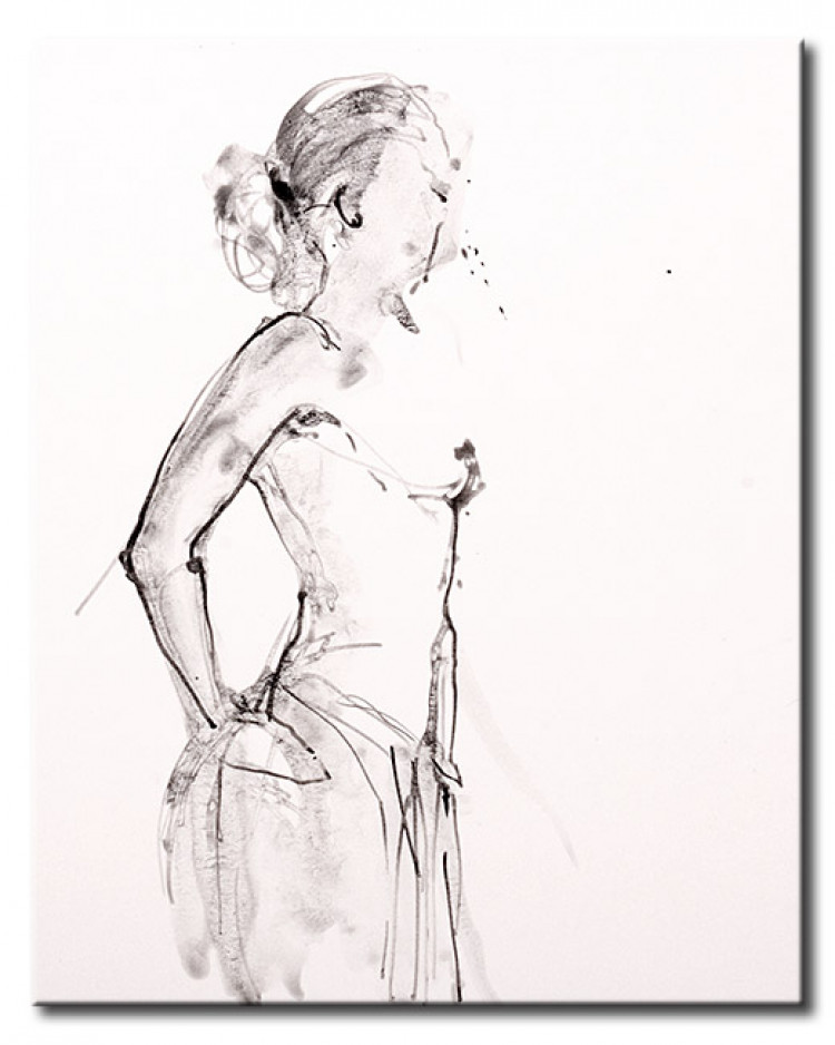 Quadro su tela Figura sensuale - silhouette femminile minimalista su sfondo bianco 48999