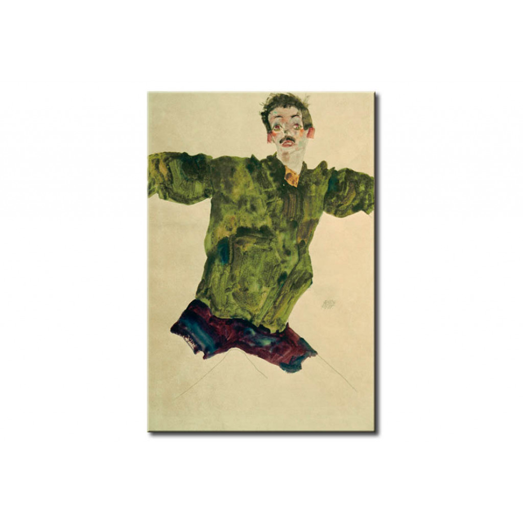 Schilderij  Egon Schiele: Selbstbildnis Mit Ausgebreiteten Armen