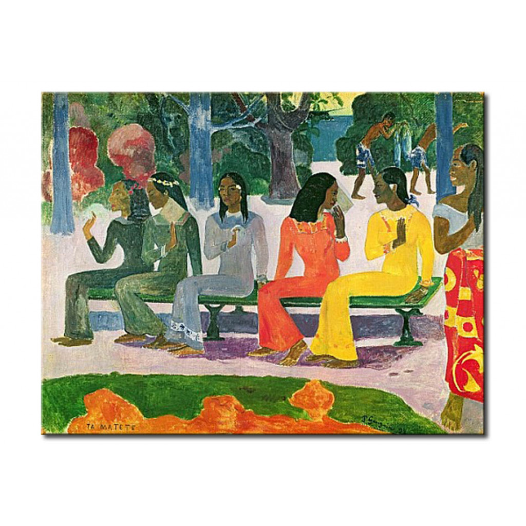 Schilderij  Paul Gauguin: Ta Matete (We Shall Not Go To Market Today)
