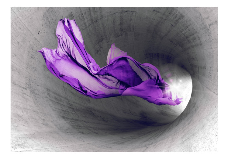 Fototapeta Abstrakcyjny duch - motyw fioletowej tkaniny w szarym betonowym tunelu 64699 additionalImage 1