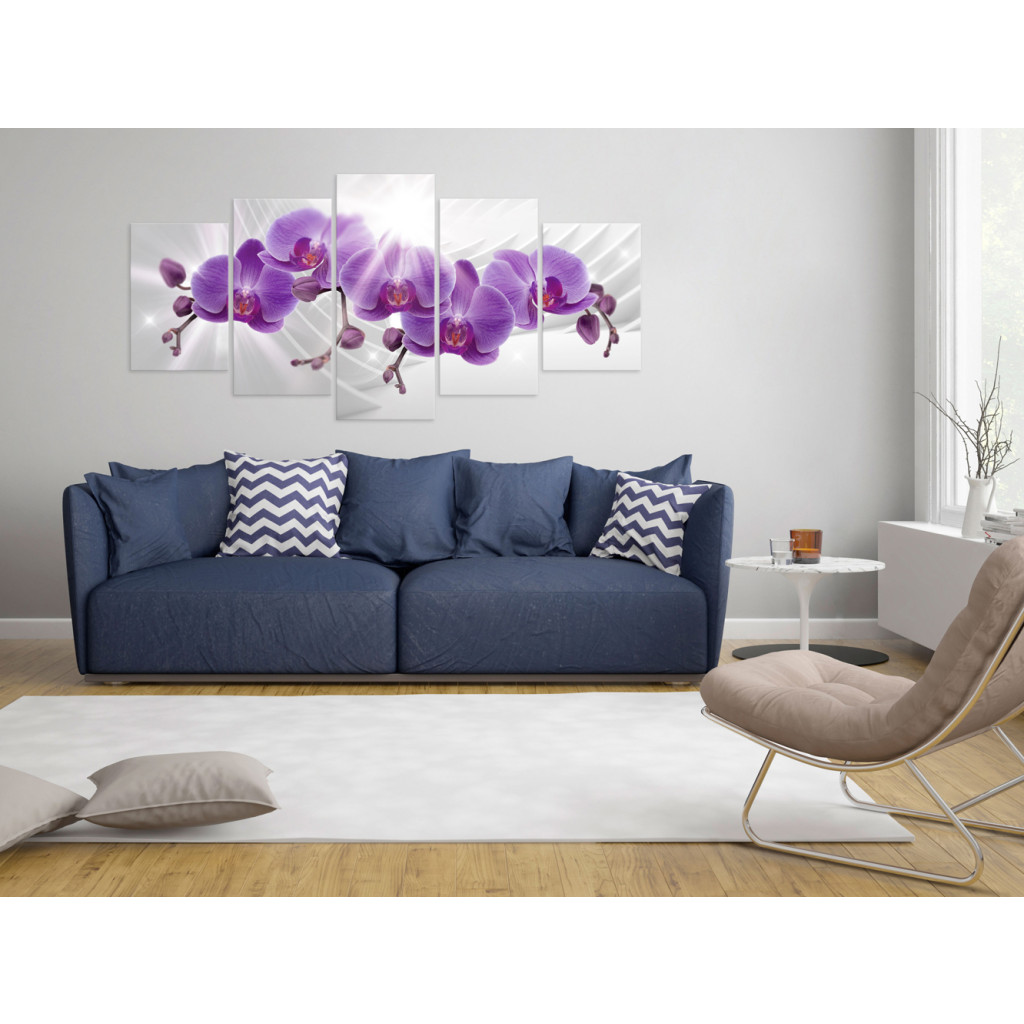 Quadro Pintado Abstract Garden: Purple Orchis